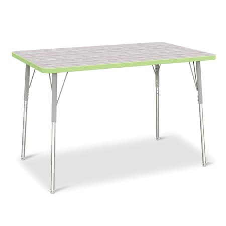 Jonti-Craft Berries Rectangle Activity Table, 30 in. x 48 in., A-height, Driftwood Gray/Key Lime/Gray 6473JCA451